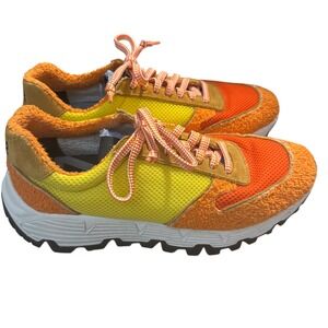 P448 Men's Jackson Sneakers Yellow Orange Suede Mesh Lace‎ Up Mens US 10 EU 44